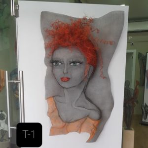 T-1 Red hairMesh sculpture for hanging